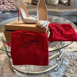 Christian Louboutin White Leather Degraspike Pumps